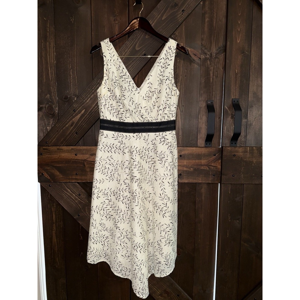 Kay Unger Size 10 Eyelet‎ Cocktail Dress Black Off White Lace Cotton